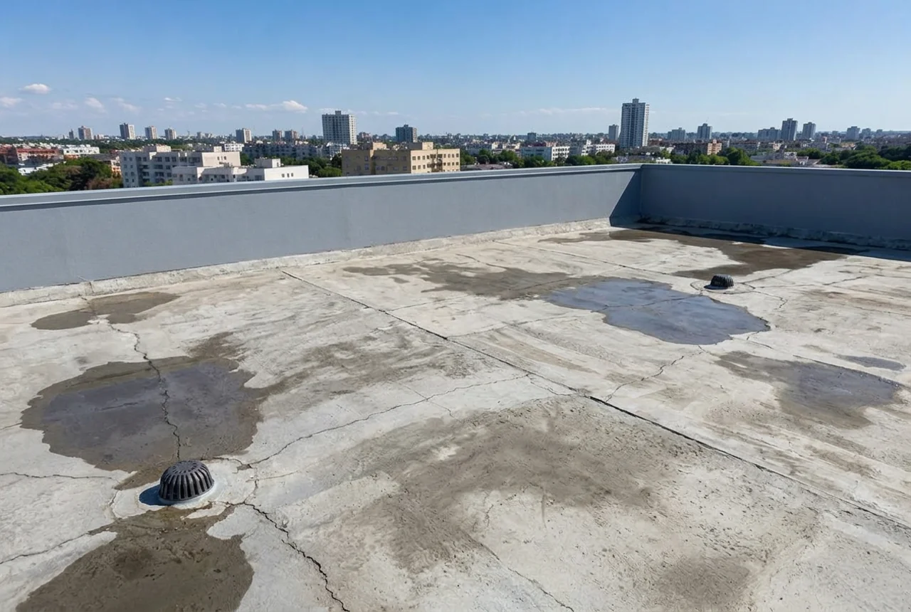 Laje de cobertura em Londrina antes da impermeabilização