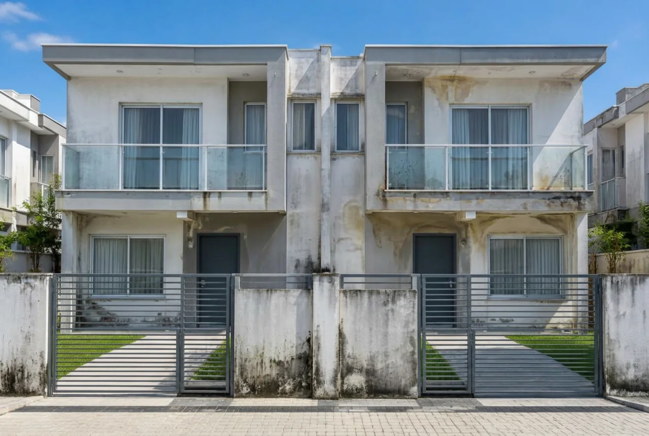Fachada de condomínio de sobrados em Londrina antes da pintura